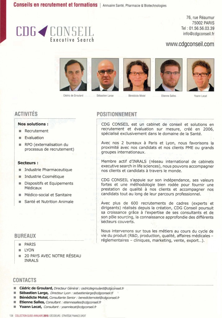 CDG Conseil - magazine décideurs 2015